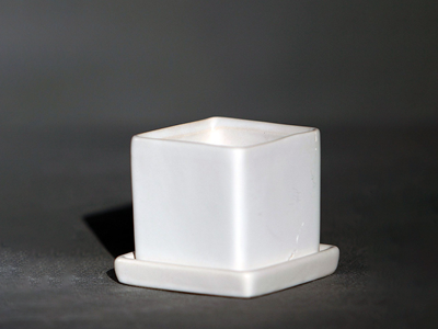 Cube Pot w/ Detached Saucer