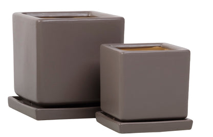 ALF Petits Square Pot w/ Attached Saucer