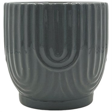 MCarr 5.79" Glazed Ribbed Ceramic Pot
